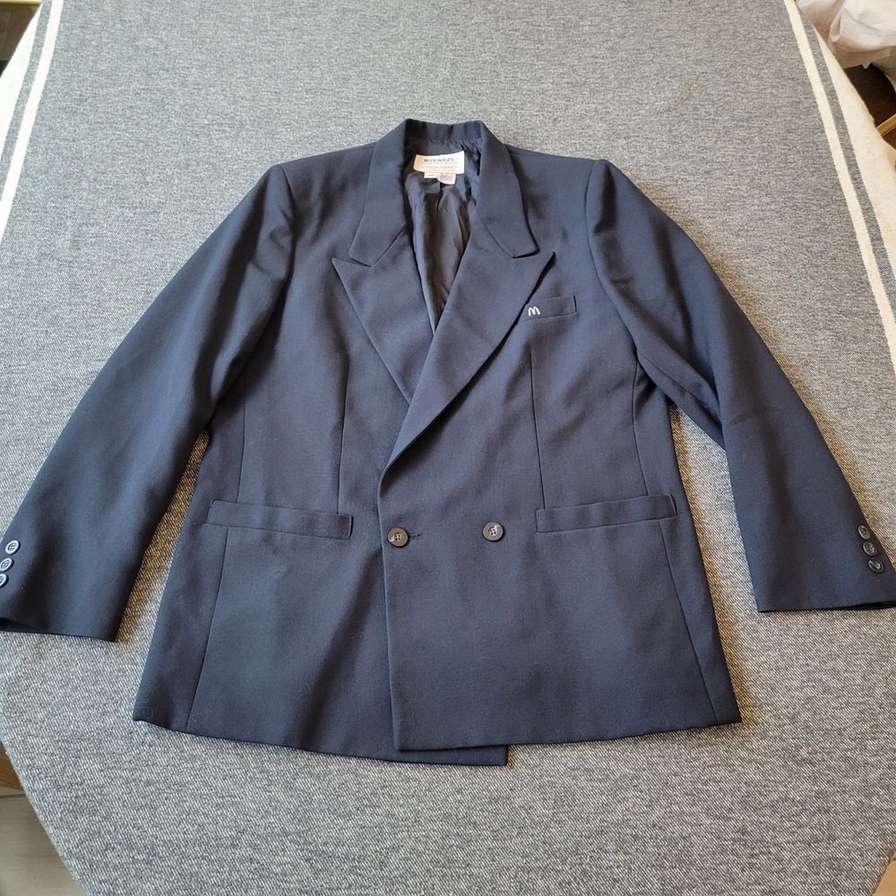 Vintage McDonalds Manager Jacket Fashionaire Navy Blue Blazer Womens 16R USA